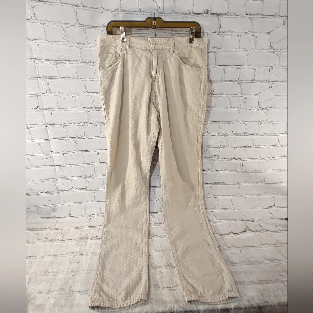 Raleigh Denim Mens Martin Cotton Jeans 32 Cream Beige Seer Sucker Pants